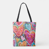 Leuk hartpatroon tote bag (Achterkant)