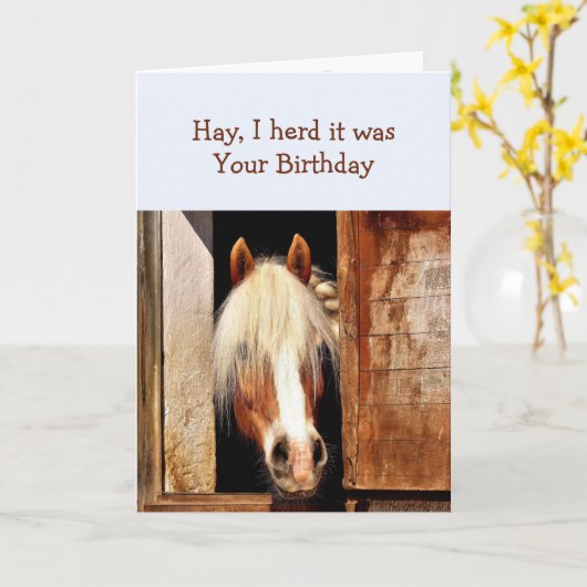 Leuk Hay Ik hoorde dat het je verjaardagspaard was Kaart (Gele Bloem)