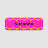 Leuk Heet Roze Helder Sinaasappel Squiggle Magneti Naamplaatje (Voorkant)