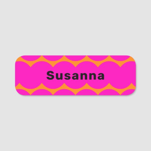 Leuk Heet Roze Helder Sinaasappel Squiggle Magneti Naamplaatje (Voorkant)