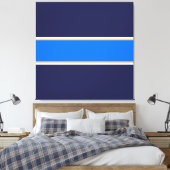 Leuk Helder Blauw Wit Geel Navy Racing Stripes Canvas Afdruk (Insitu (Slaapkamer))