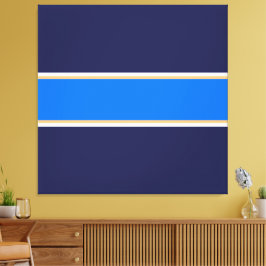 Leuk Helder Blauw Wit Geel Navy Racing Stripes Canvas Afdruk