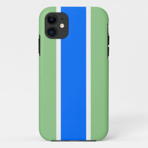 Leuk Helder Blauw Wit Racing Strepen Op Sage Groen Case-Mate iPhone Case