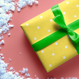 Leuk Helder Geel & Wit Polka Dot Patroon Cadeaupapier