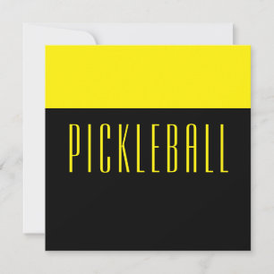 Leuk helder geel zwart kleurblok PICKLEBALL Feestdagenkaart