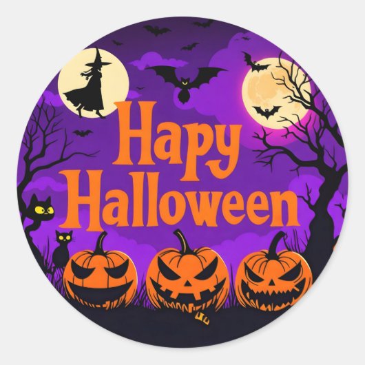 Leuk & Helder Happy Halloween Ronde Sticker (Voorkant)