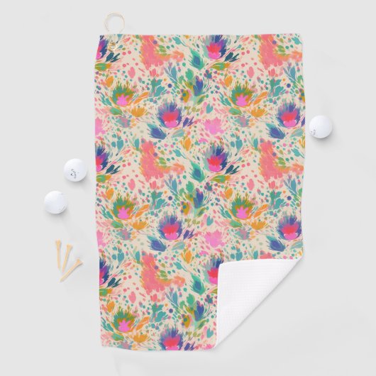 Leuk Helder Kleurrijk Messy Bloemen Patroon Golfhanddoek (Insitu)