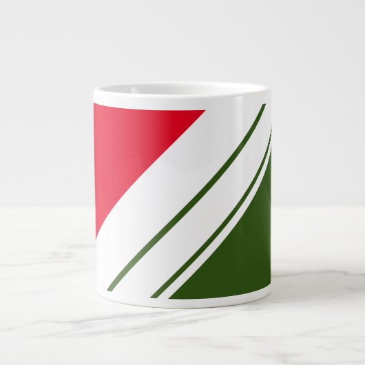 Leuk Helder Rood Bos Groen Wit Racing Stripes Grote Koffiekop (Voorkant)