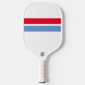 Leuk Helder Rood Lichtblauw Racing Stripes op Wit Pickleball Paddle (Achterkant)