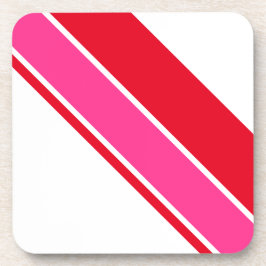 Leuk helder rood vet roze race strepen op wit bier onderzetter