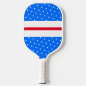 Leuk Helder Rood Wit Gestippeld Blauw Racing Strip Pickleball Paddle (Achterkant)