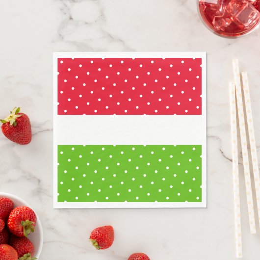 Leuk Helder Rood Wit Lime Groene Strepen Polka Dot Servet (Insitu)