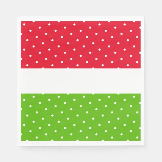 Leuk Helder Rood Wit Lime Groene Strepen Polka Dot Servet (Voorkant)