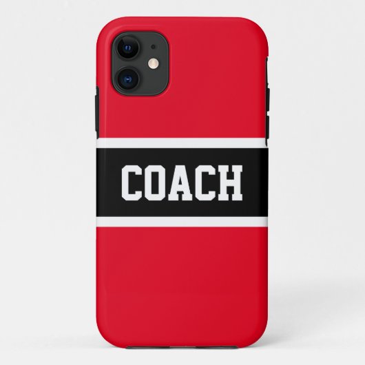 Leuk Helder Rood Zwart Strepen Vet COACH Tekst Case-Mate iPhone Case (Achterkant)
