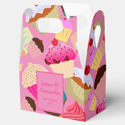 Leuk, helder roze cupcake - Bruiloft Bedankdoosjes (Geopend)