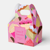 Leuk, helder roze cupcake - Bruiloft Bedankdoosjes (Voorkant Zijde)
