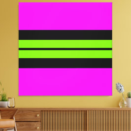 Leuk Helder Roze Lime Groen Zwart Racing Stripes Canvas Afdruk
