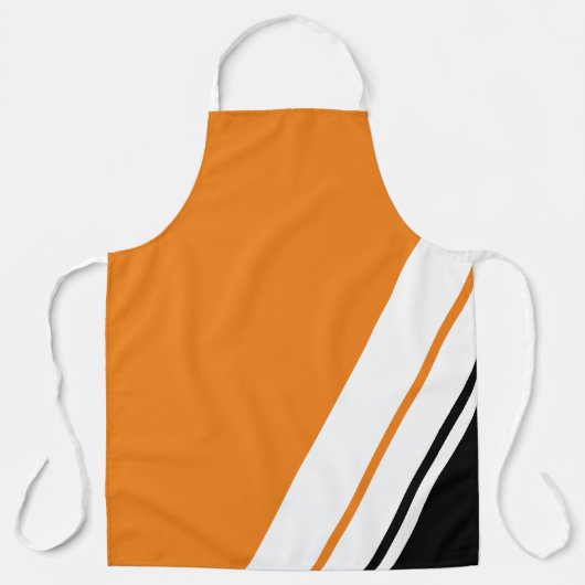 Leuk Helder Sinaasappel Zwart Offset Wit Slant Str Schort (Voorkant)