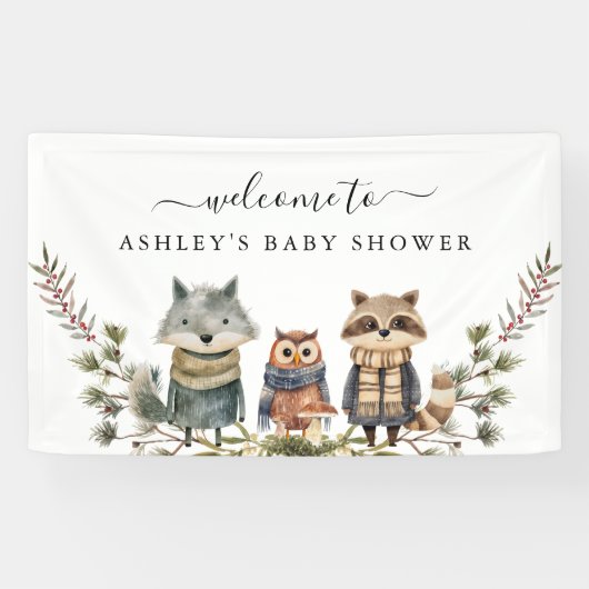 Leuk herfst bos | Baby shower welkomstbanner Spandoek (Horizontaal)