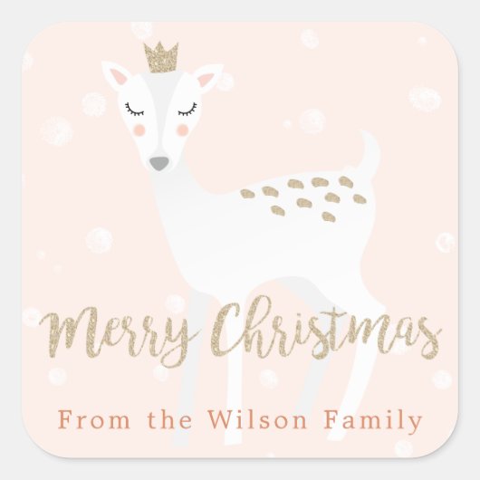 Leuk hert | Roze gepersonaliseerd Kerst sticker (Voorkant)