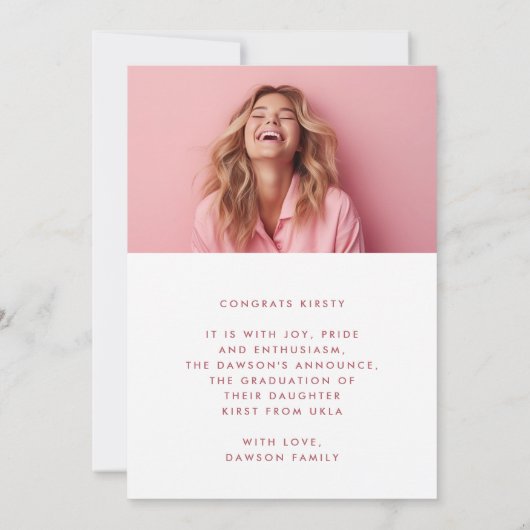 Leuk het AFSTUDEREN script twee foto AFSTUDEREN Aankondiging (Achterkant)