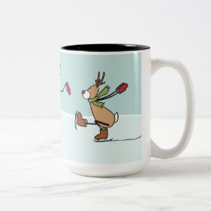 Leuk het Dansen Rendier - Kerstmis Tweekleurige Koffiemok
