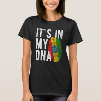 Leuk het zit in mijn DNA Ethiopië vlag Vingerafdru T-shirt