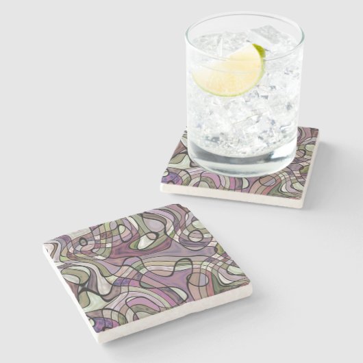 Leuk Hip Paarse Violet Zwart Mozaïek Kunstpatroon Stenen Onderzetter (Zijkant)