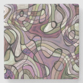 Leuk Hip Paarse Violet Zwart Mozaïek Kunstpatroon Stenen Onderzetter (Voorkant)