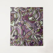 Leuk Hip Paarse Violet Zwart Mozaïek Kunstpatroon Wandkleed (Voorkant)