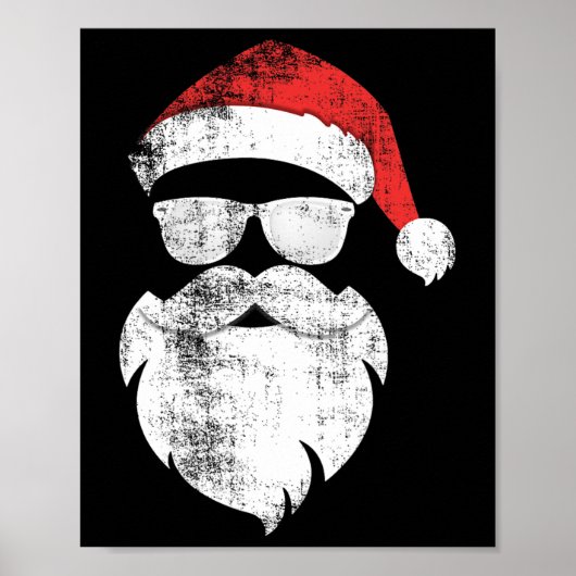 Leuk hipster kerstman gezicht met Petten baard en  Poster (Voorkant)
