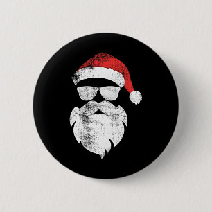 Leuk hipster kerstman gezicht met Petten baard en Ronde Button 5,7 Cm