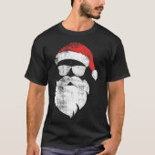 Leuk hipster kerstman gezicht met Petten baard en  T-shirt (Voorkant)