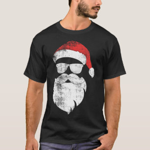 Leuk hipster kerstman gezicht met Petten baard en  T-shirt