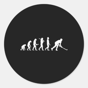 Leuk hockey evolutie cadeau voor hockey spelers ronde sticker