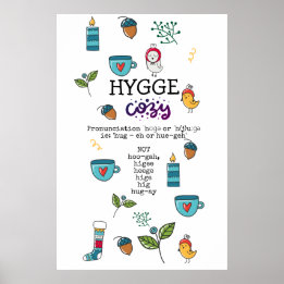 Leuk Hoe zeg je HYGGE Lustige Gezellige Volkskunst Poster