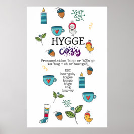 Leuk Hoe zeg je HYGGE Lustige Gezellige Volkskunst Poster