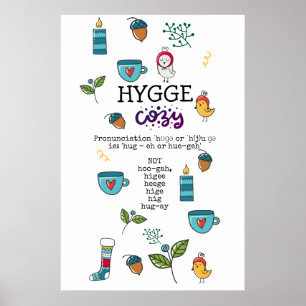 Leuk Hoe zeg je HYGGE Lustige Gezellige Volkskunst Poster