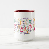 Leuk Holly Jolly Retro Kerstmis Tekst Ontwerp Mok (Midden)