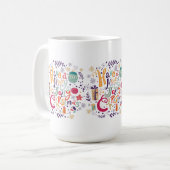 Leuk Holly Jolly Retro Kerstmis Tekst Ontwerp Mok (Voorkant links)