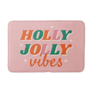 Leuk Holly Jolly Vibes kerstontwerp Badmat