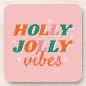 Leuk Holly Jolly Vibes kerstontwerp Bier Onderzetter (Voorkant)