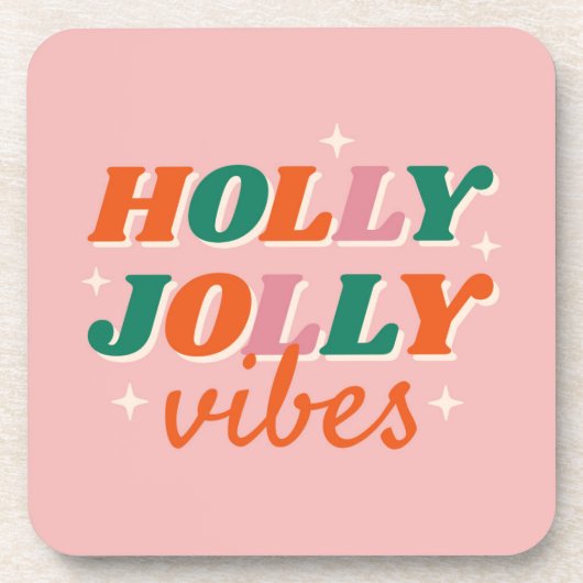 Leuk Holly Jolly Vibes kerstontwerp Bier Onderzetter (Voorkant)