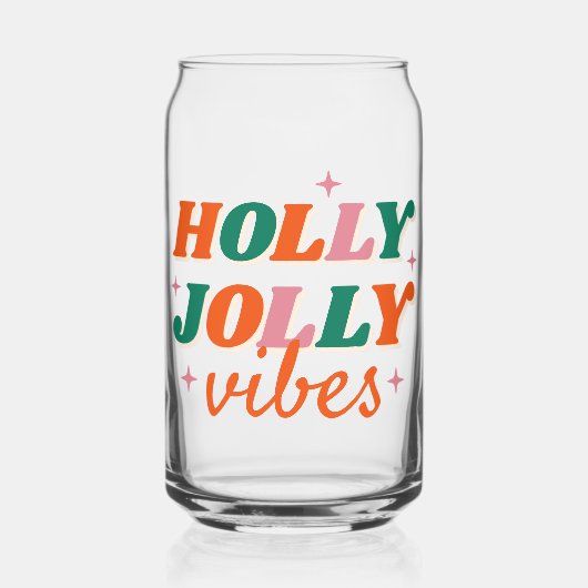 Leuk Holly Jolly Vibes kerstontwerp Blikvorm Glas (Voorkant)