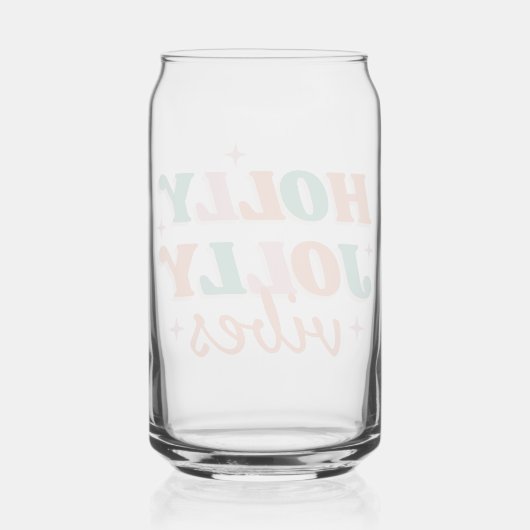 Leuk Holly Jolly Vibes kerstontwerp Blikvorm Glas (Achterkant)