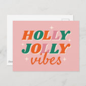 Leuk Holly Jolly Vibes kerstontwerp Briefkaart (Voorkant / Achterkant)