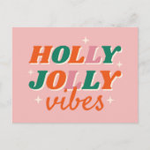 Leuk Holly Jolly Vibes kerstontwerp Briefkaart (Voorkant)