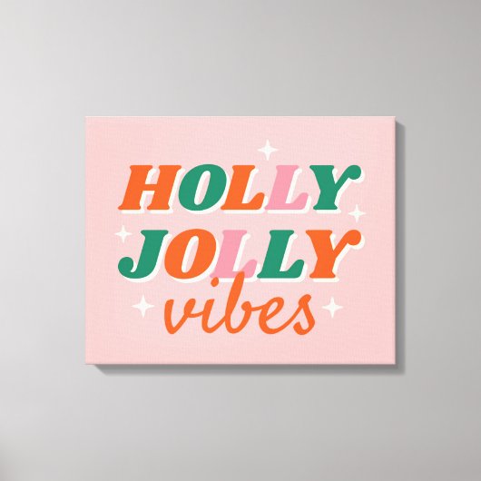 Leuk Holly Jolly Vibes kerstontwerp Canvas Afdruk (Voorkant)