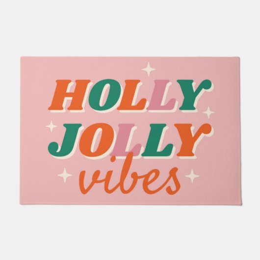 Leuk Holly Jolly Vibes kerstontwerp Deurmat (Voorkant)
