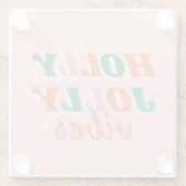 Leuk Holly Jolly Vibes kerstontwerp Glazen Onderzetter (Achterkant)